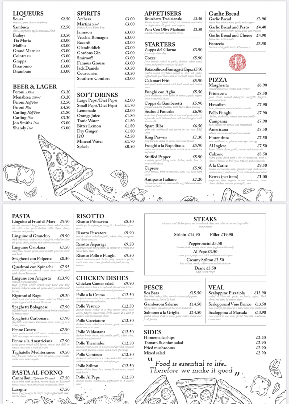 la piazza nottingham menu