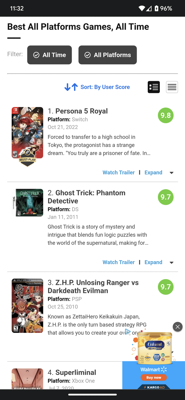 best games of all time metacritic