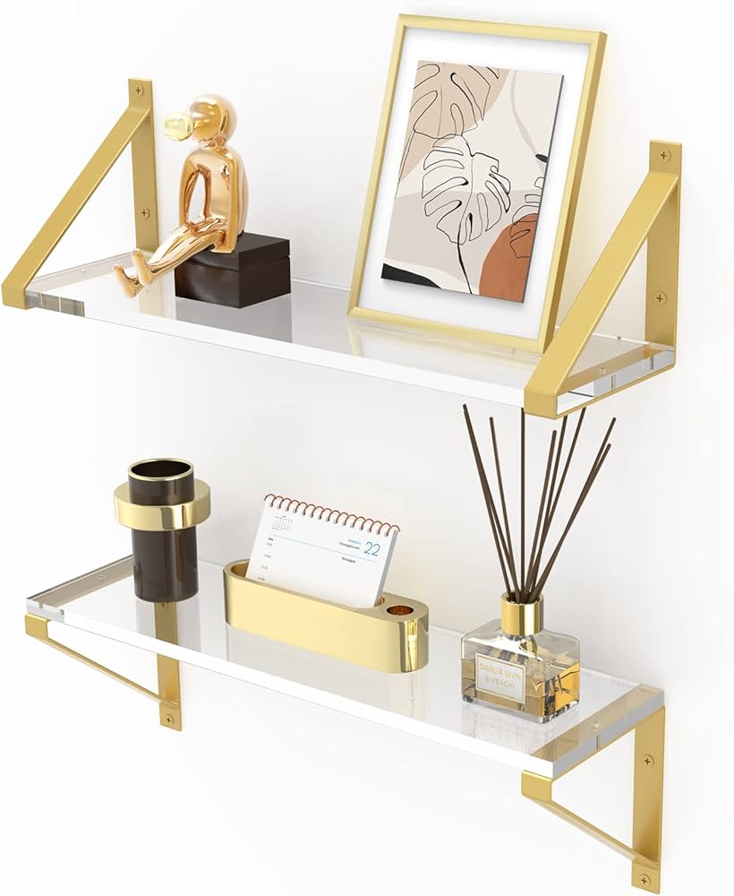 gold floating shelves