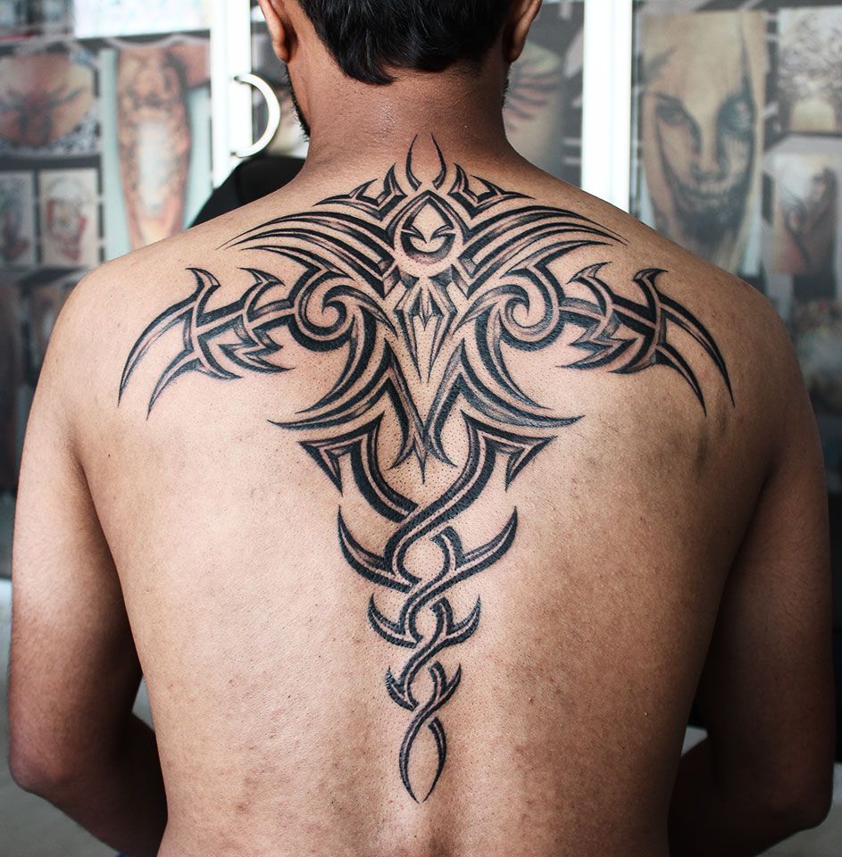 mens tribal back tattoos