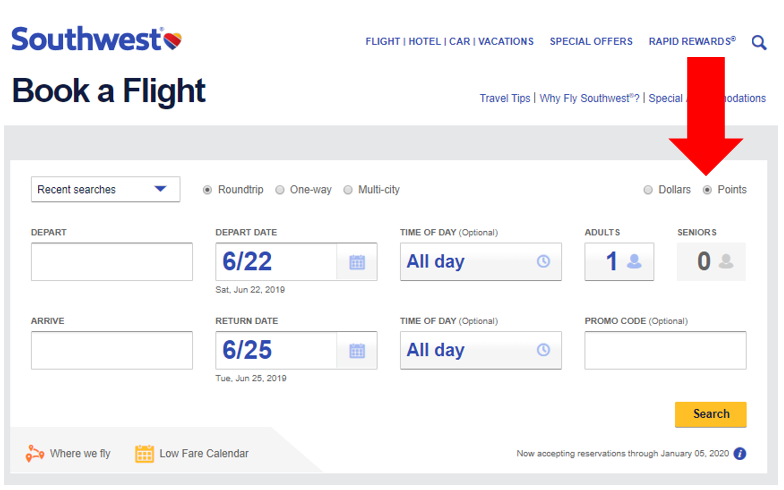 southwest airlines booking