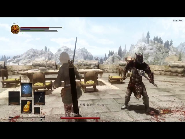 skyrim dark souls combat