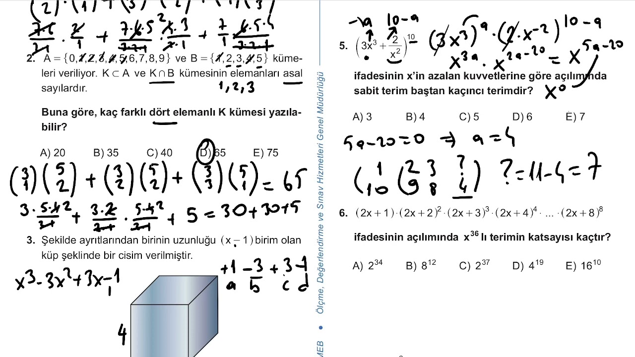 kazanım kavrama testi 10 sınıf matematik