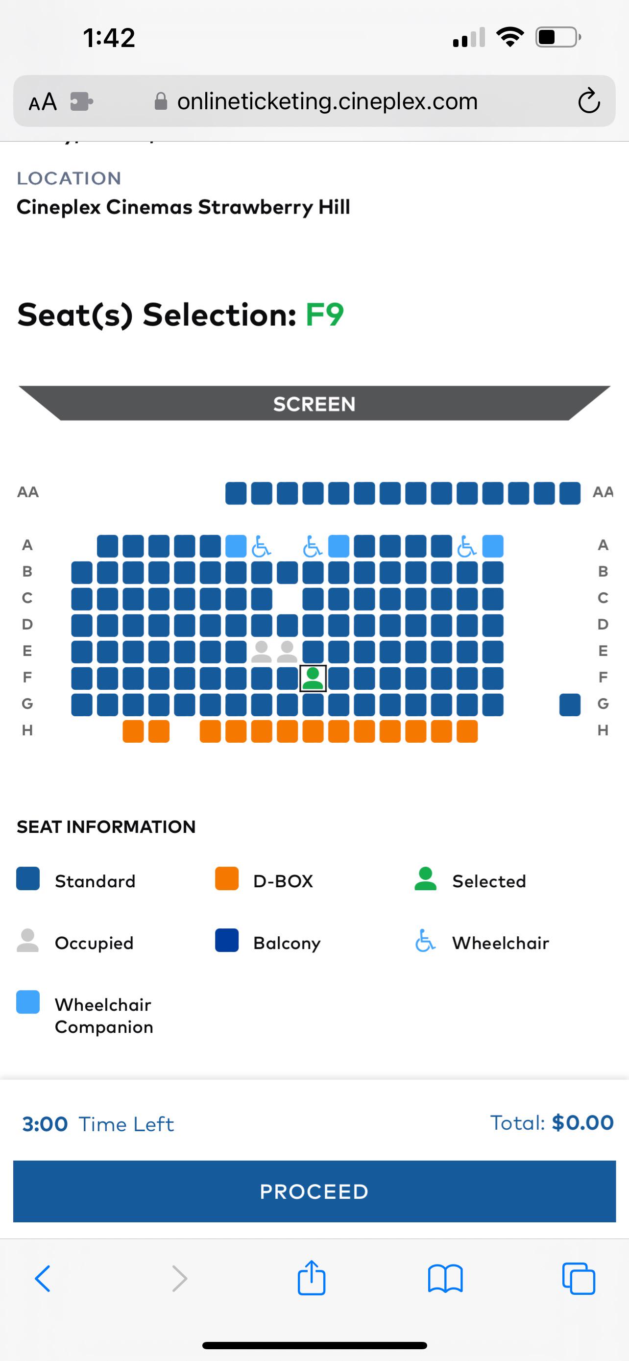 cineplex change seats