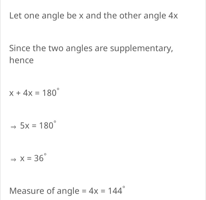 find the angle which is four times its supplement