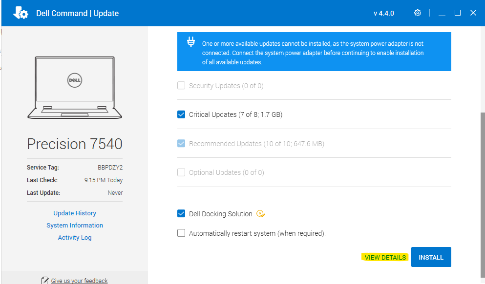 command update dell