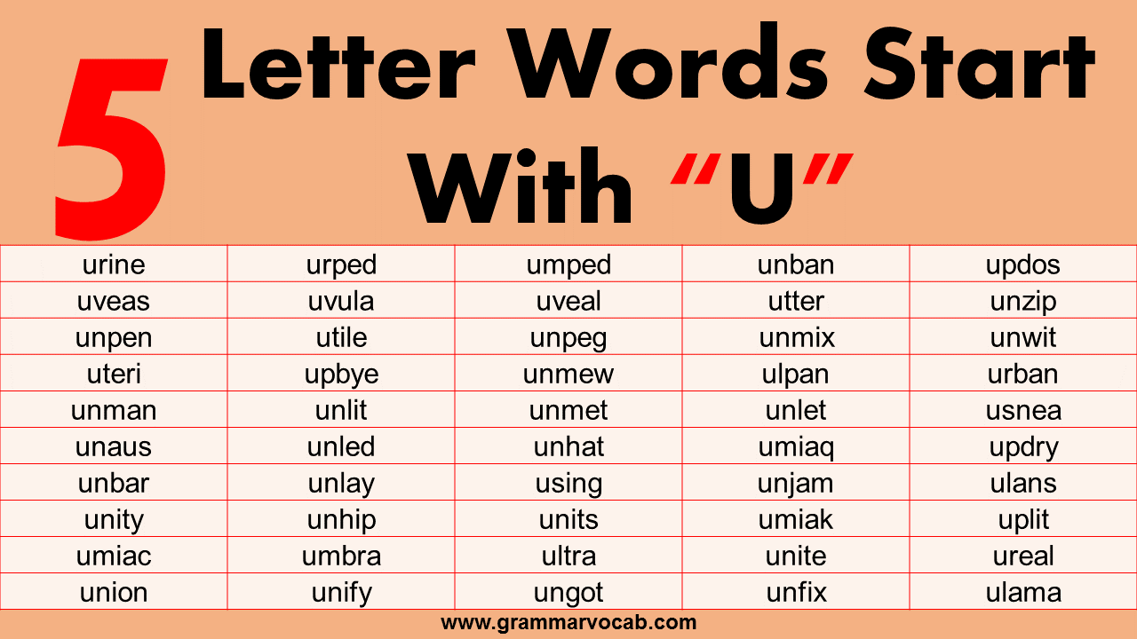 5 letter word with letter u