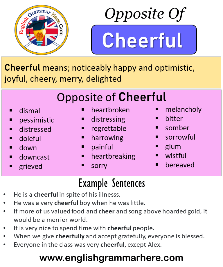 cheerful opposite word in english