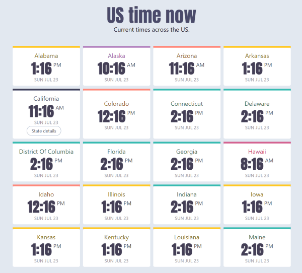 time zone now in usa