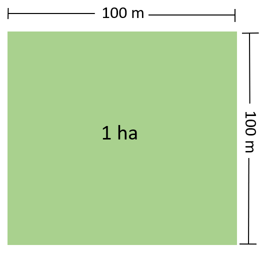 how many hectares in km