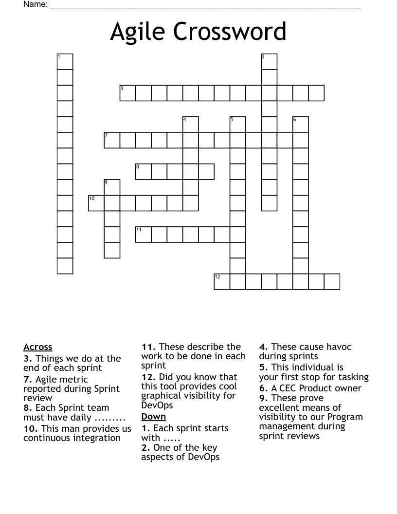 crossword clue for agile