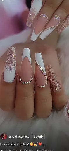 uñas con brillantes