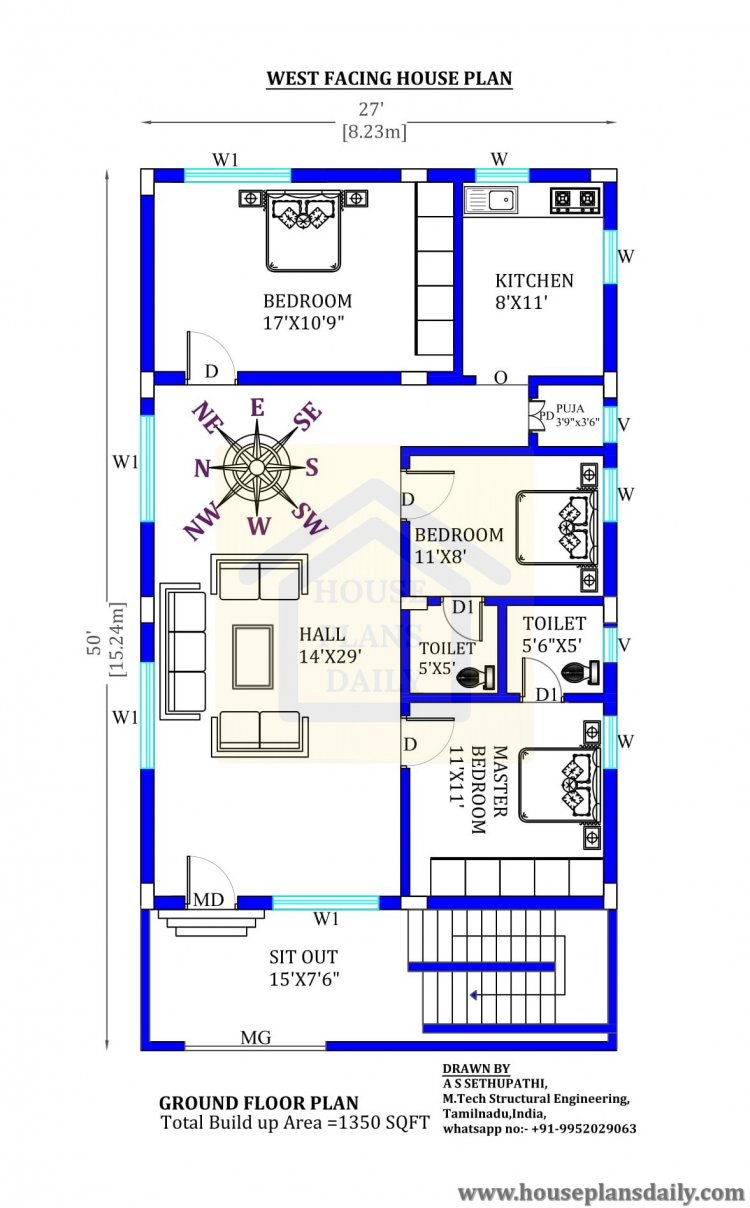 1300 sq ft house plans 3 bedroom indian style