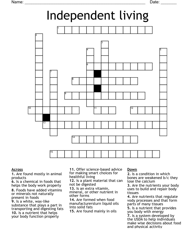 independent crossword answers