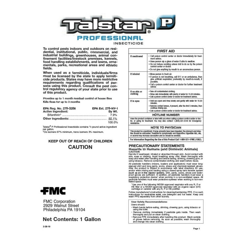 talstar insecticide label
