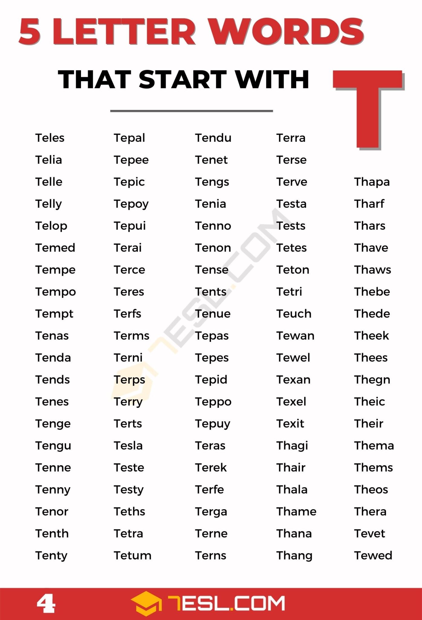 5 letter words starting with t ending with e