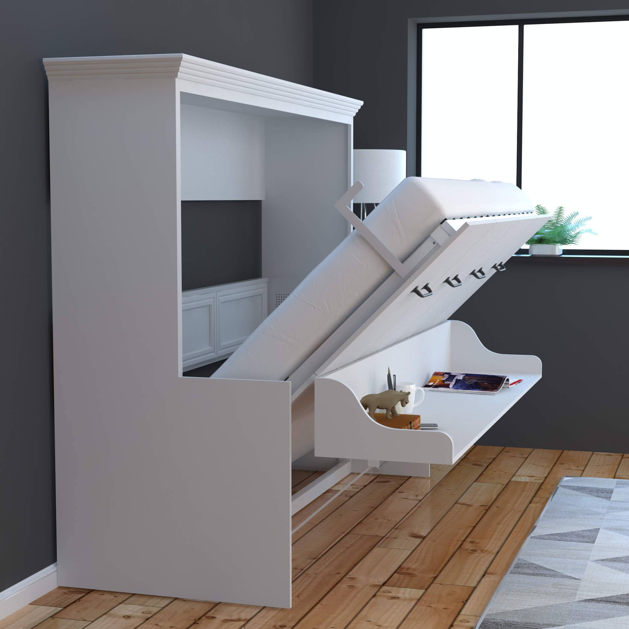 horizontal murphy bed with desk
