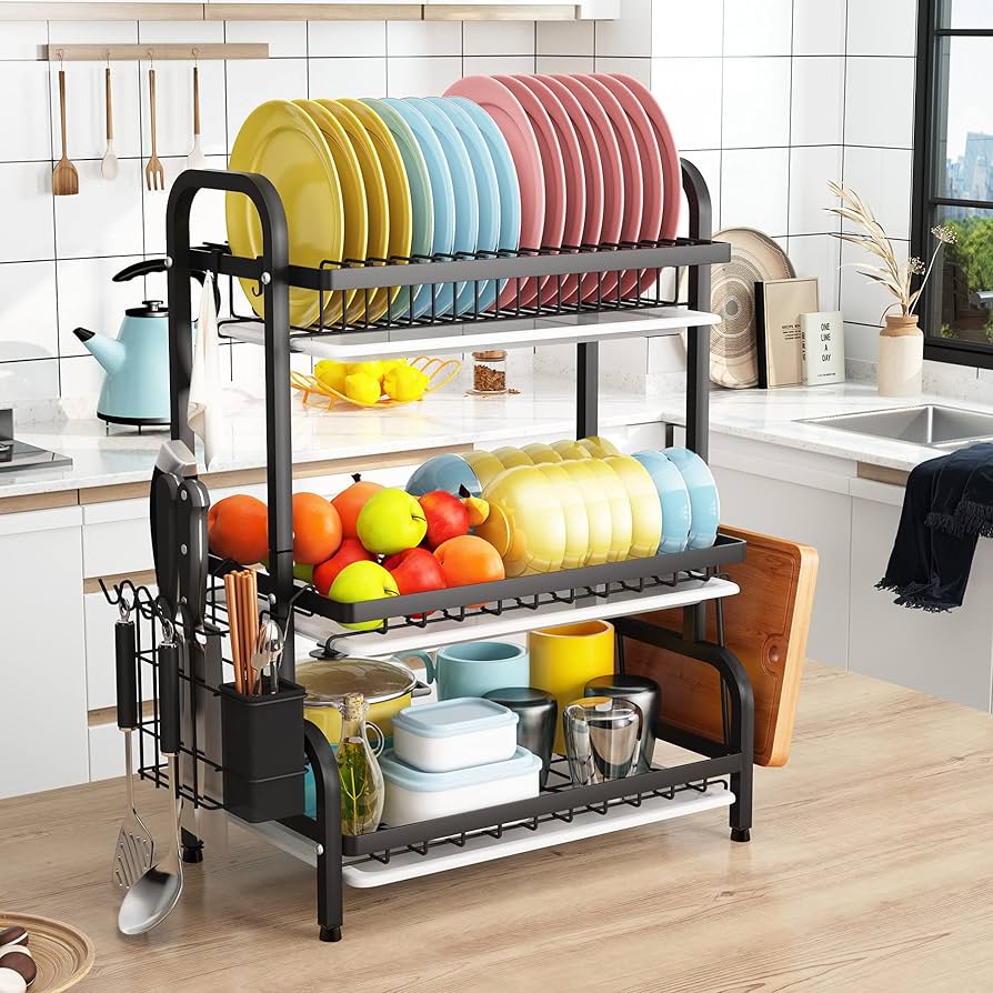 3 tier dish drainer rack