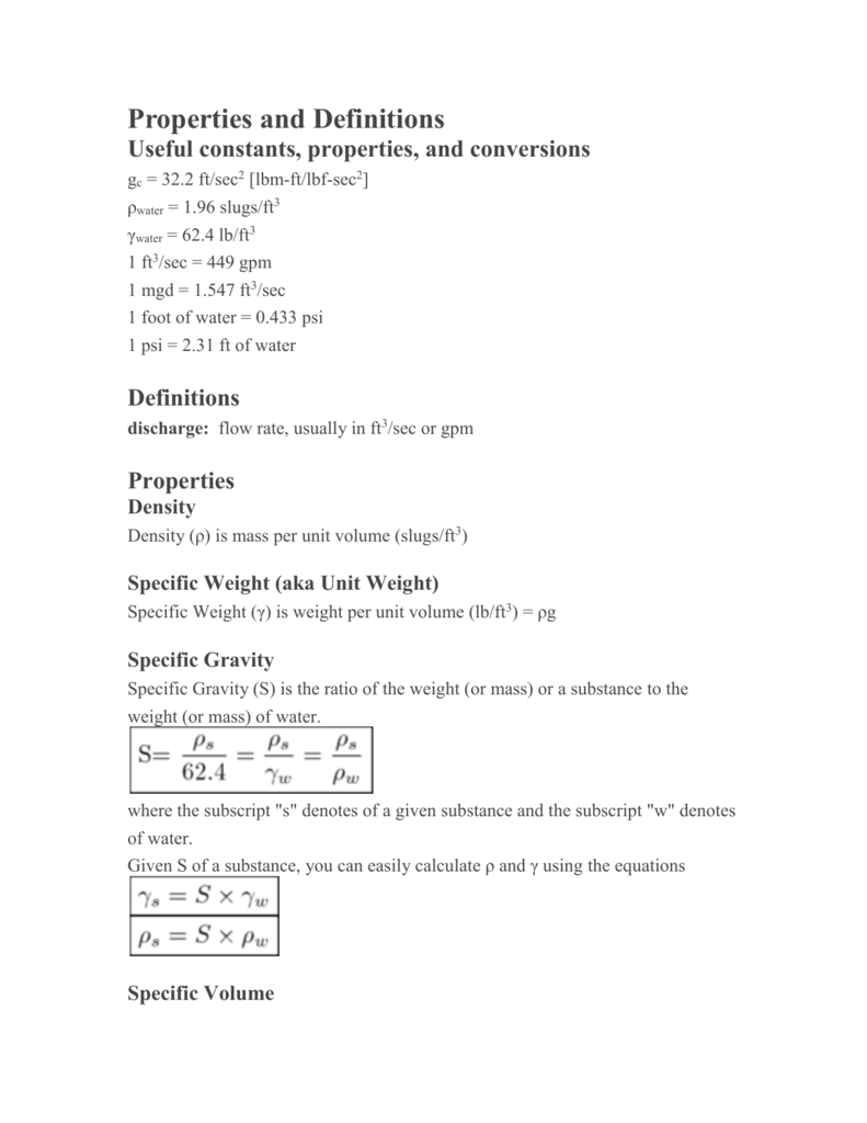 gravity in lb ft3