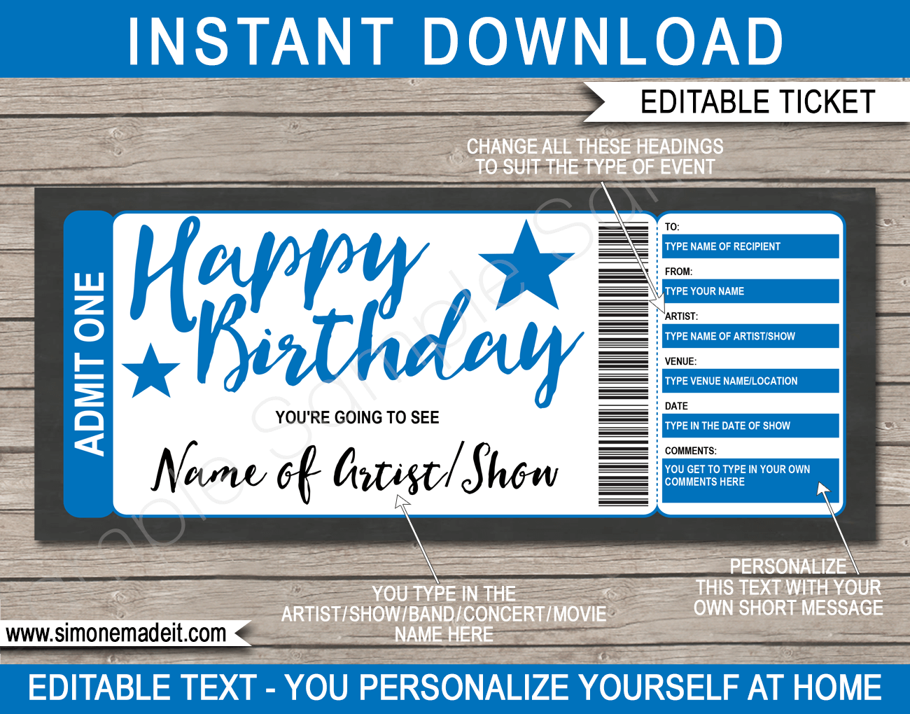 birthday concert ticket template free