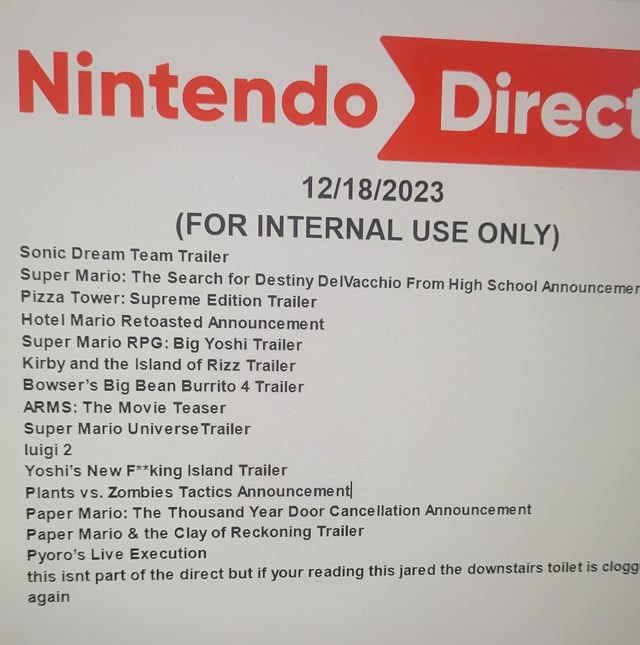 nintendo direct leak