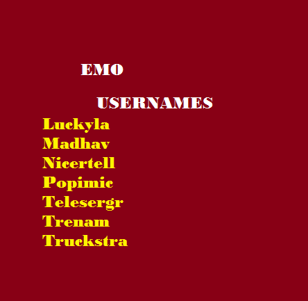 emo usernames