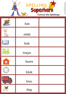 spelling worksheets year 1