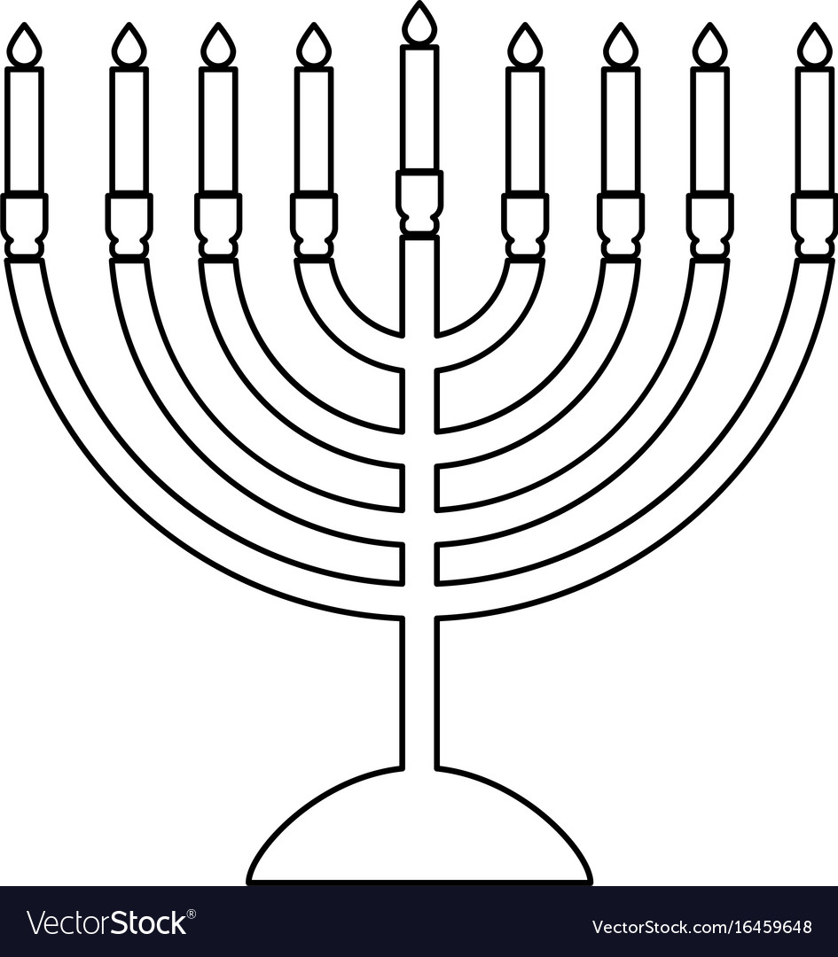 menorah clipart black and white