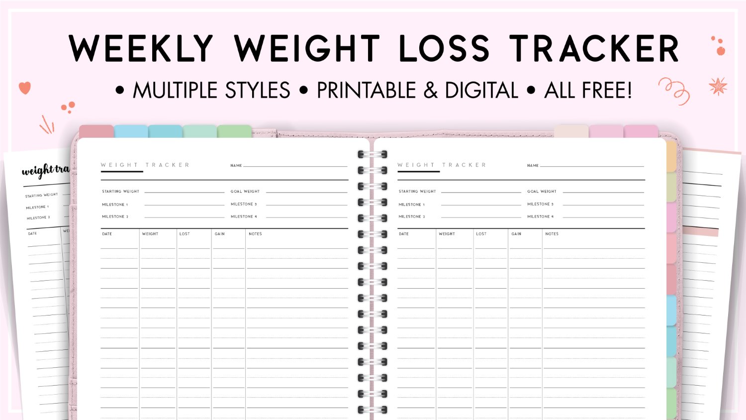 blank weekly weight loss tracker template