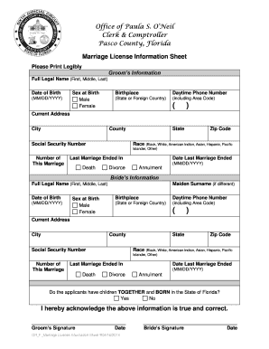 pasco county marriage records