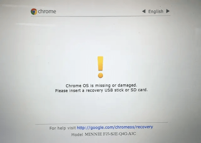 chrome os is missing or damaged