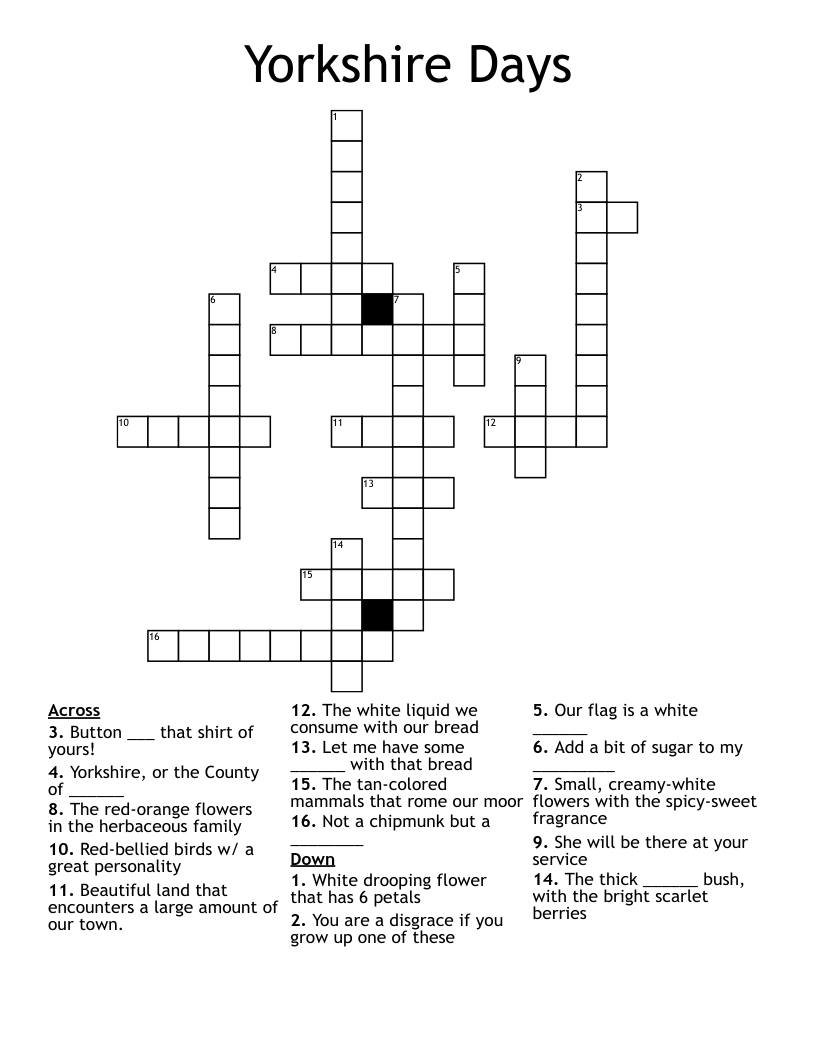 yorkshire town crossword