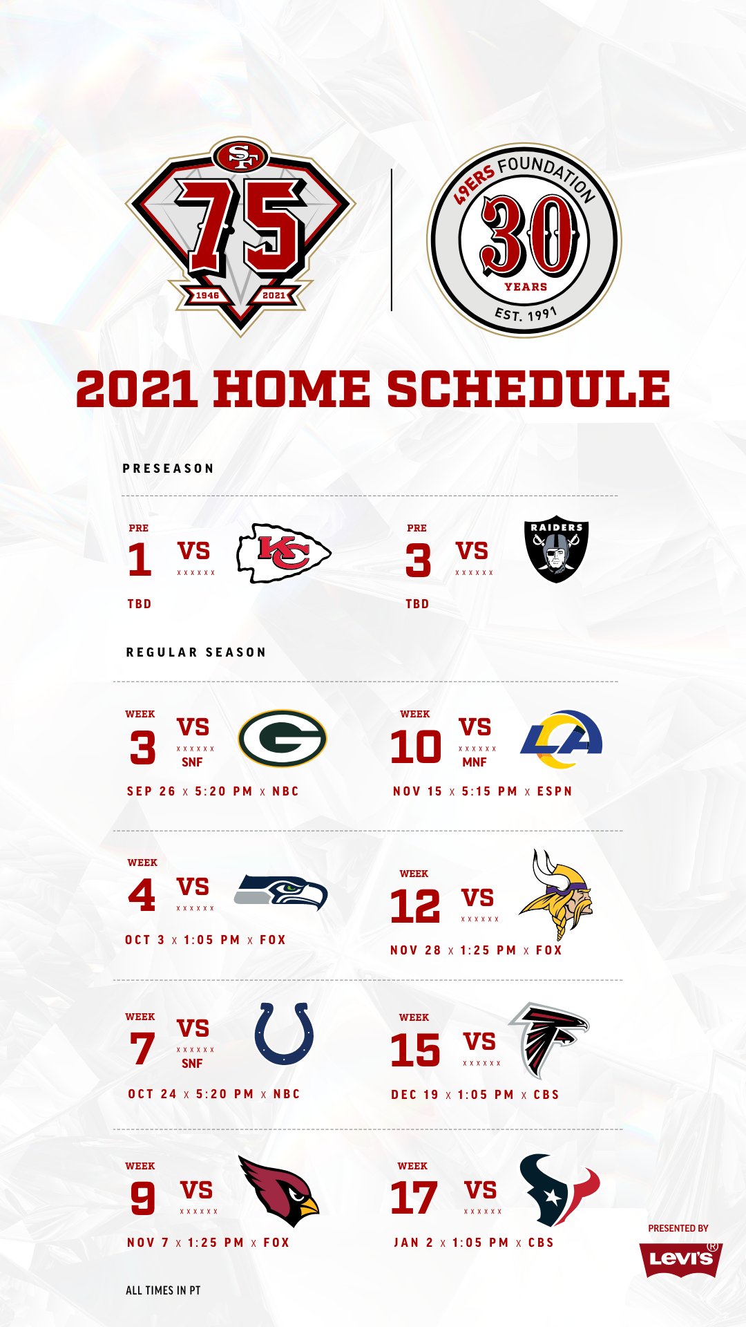 sf 49ers home schedule