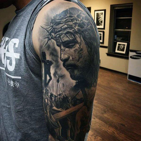 christ tattoo sleeve