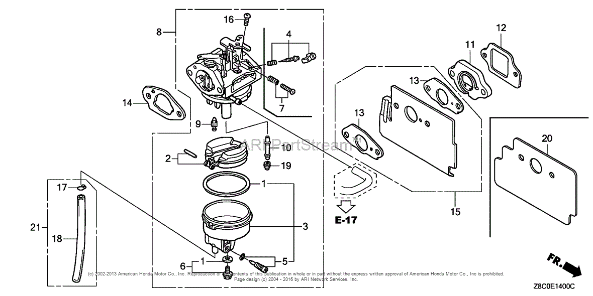 honda gcv 190 carburetor diagram