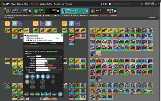 destiny item manager firefox