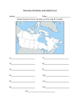 capital cities of canada quiz