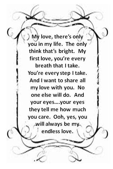 endless love song lyrics