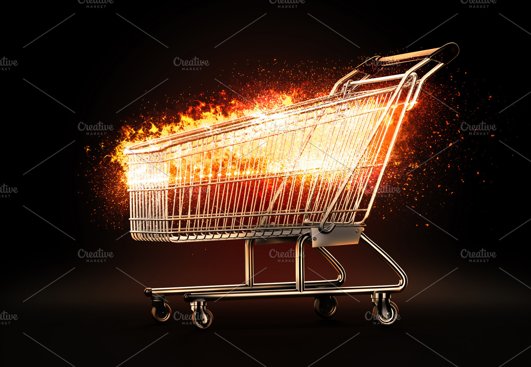 burning shopping cart wallpaper