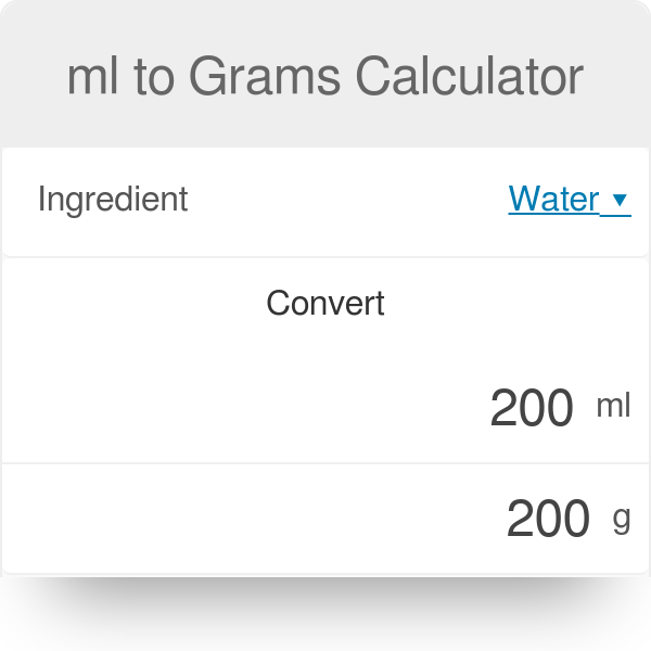 how to convert milliliters to grams