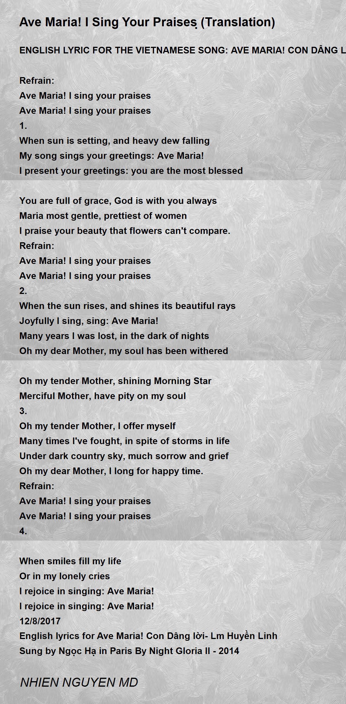 ave maria song lyrics