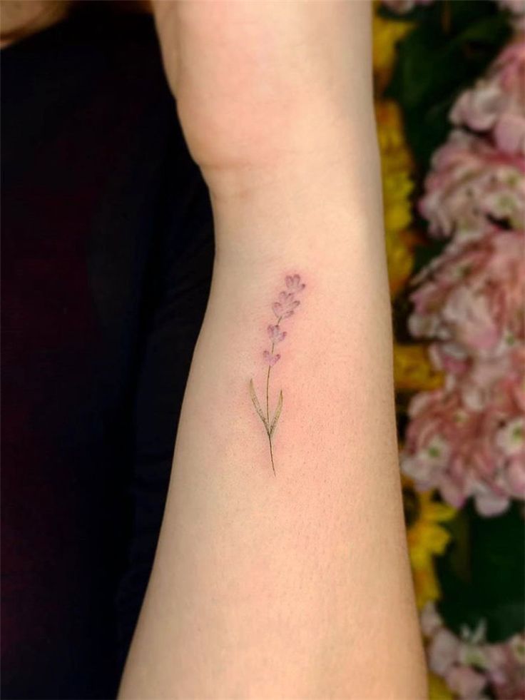 minimalist lavender tattoo