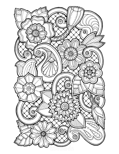 hard flower coloring pages