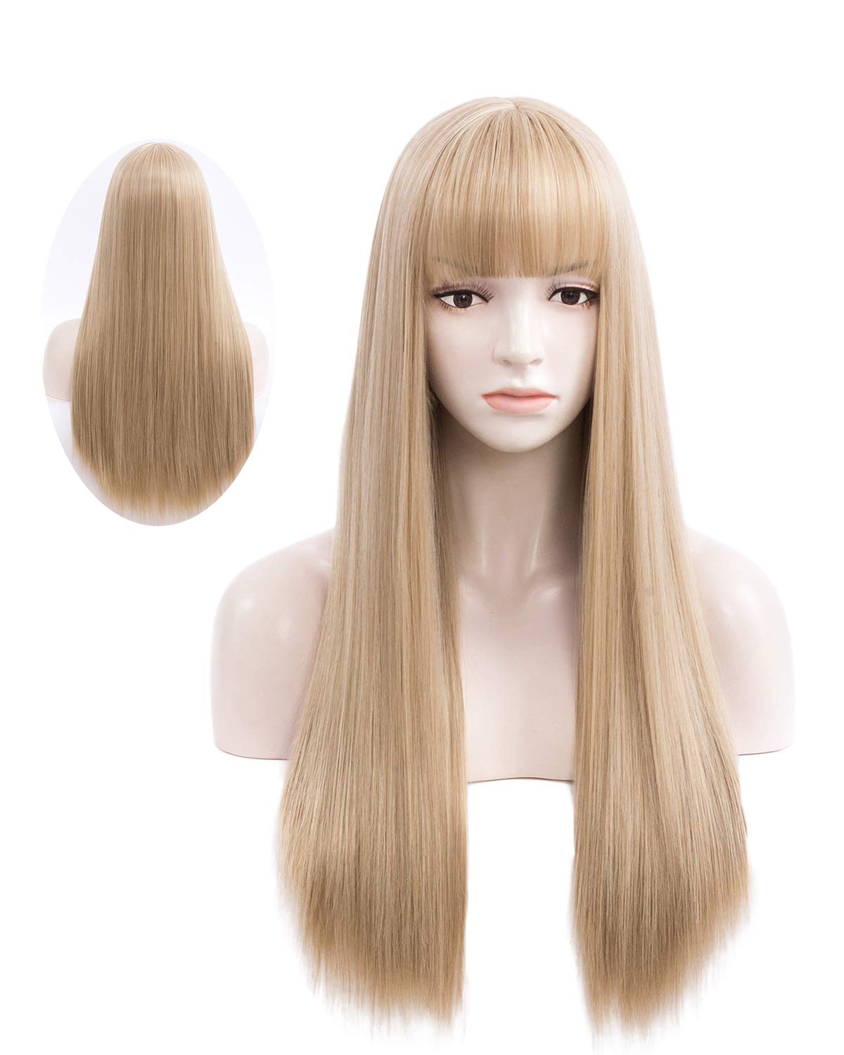 blonde hair wigs with bangs