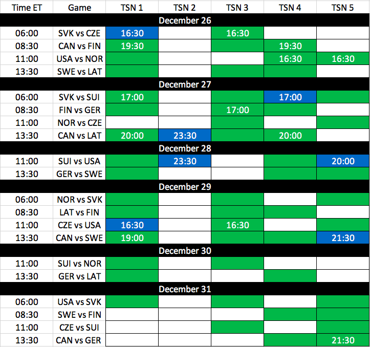 tsn 2024 world juniors schedule