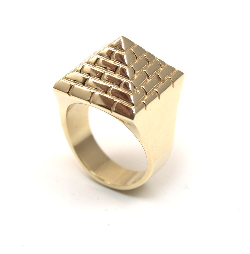 mens gold pyramid ring