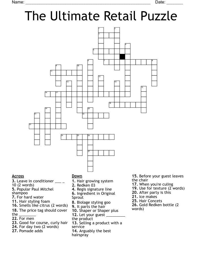 crossword clue retail