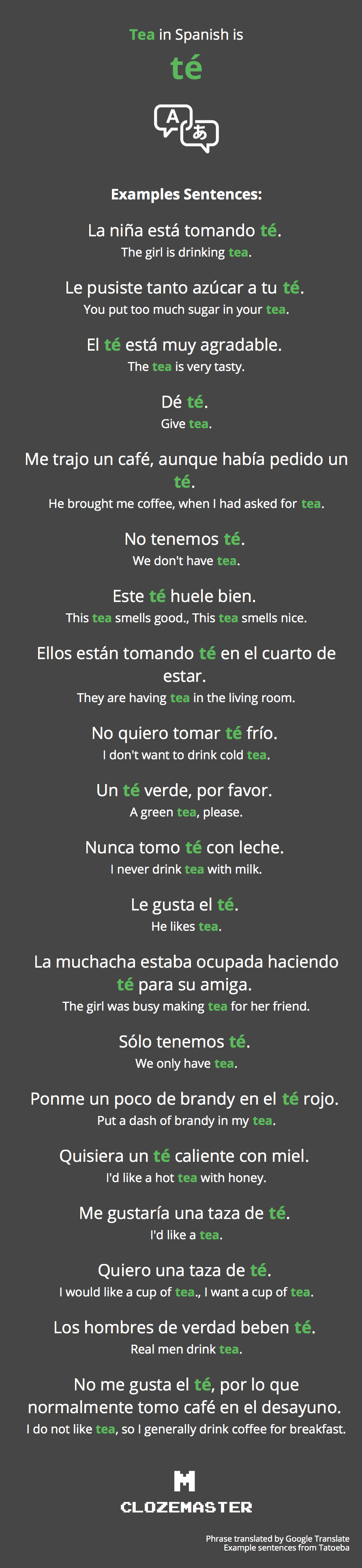 tea in spanish translation