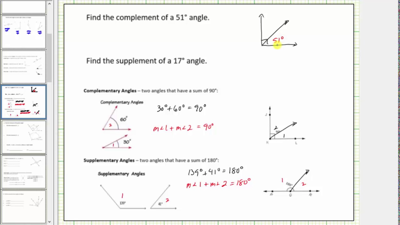 the supplement of an angle