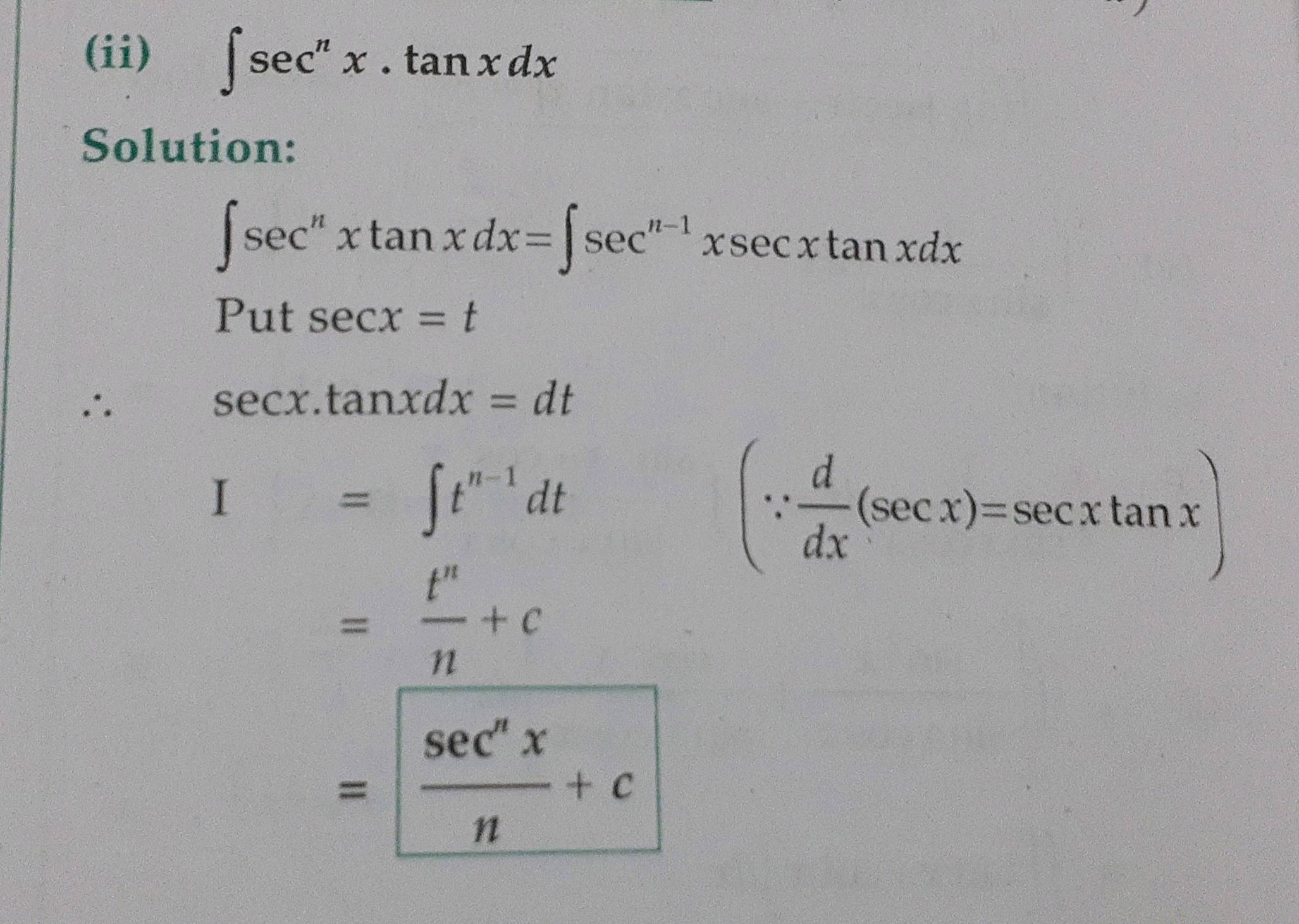 integral secx secx tanx dx